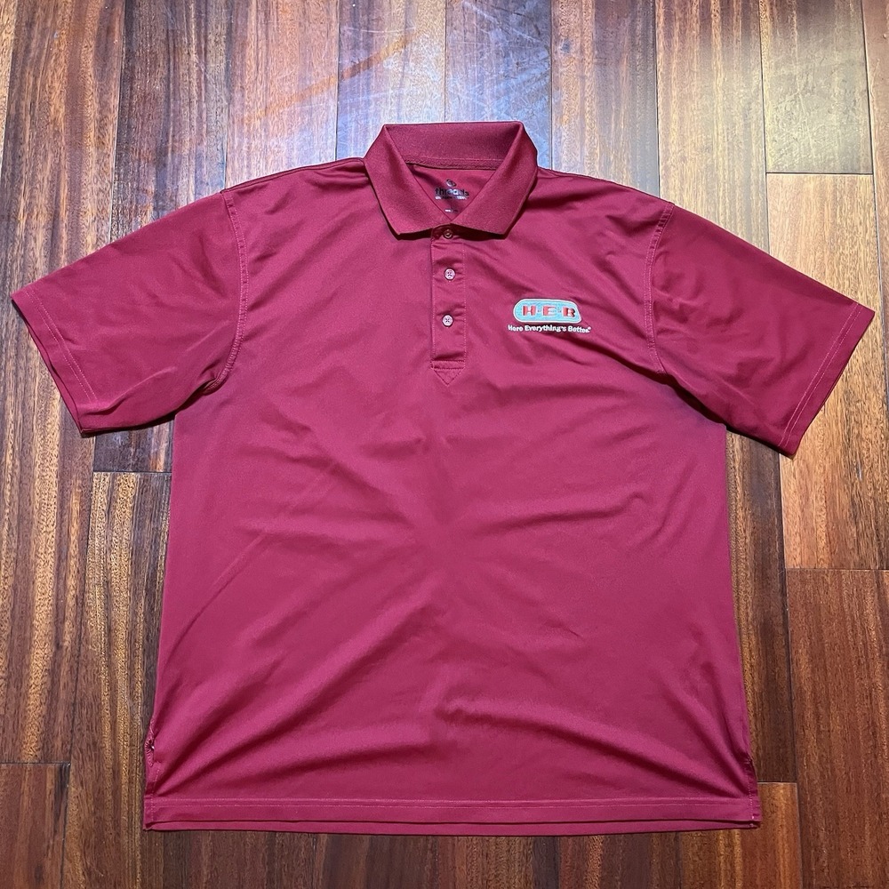 HEB Polo Shirt Mens Large Red Employee Threads Uniform Agency Grocery Store